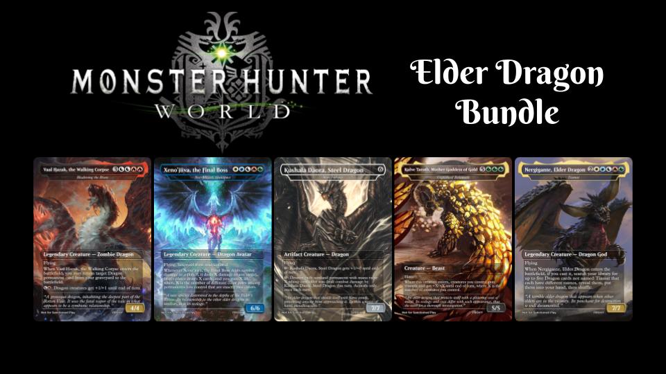 BUNDLE!! Monster Hunter World - Kushala, Kulve Taroth, Nergigante, Xeno & Vaal Hazak - MTG PROXY Video Games/Monster Hunter (Copy)
